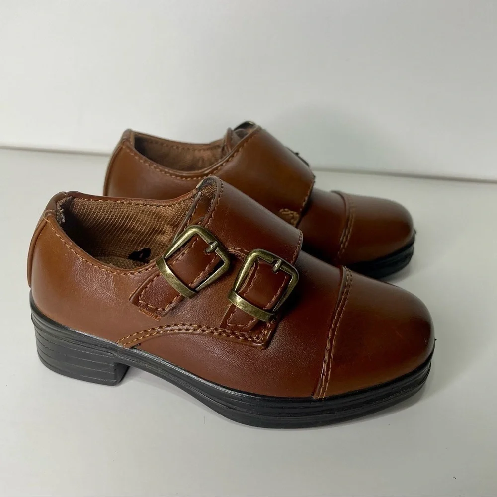 Deer Stags Boys Double Strap Cap Toe Dress Shoes Congac Brown Size 5 Infant Baby